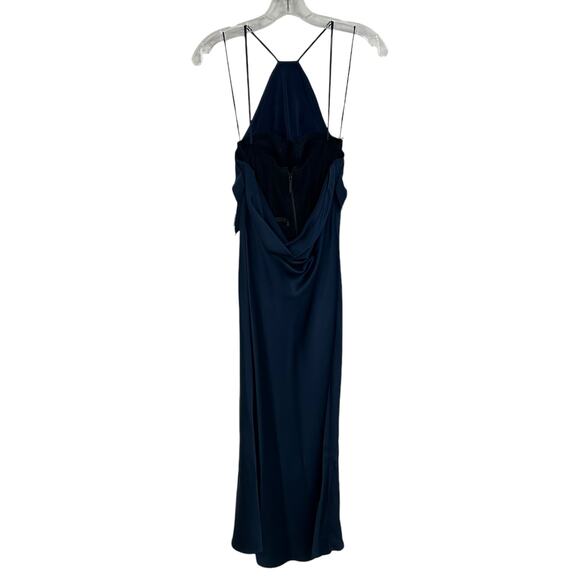 NWT $2,795 Jason Wu Collection Navy Satin Halter Maxi Cocktail Dress Womens 2 - Picture 6 of 10
